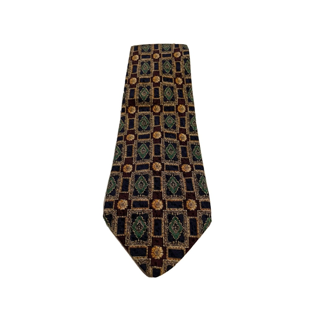 Robert Talbott Best of Class Nordstrom Men’s Silk Necktie Burgundy Green Gold